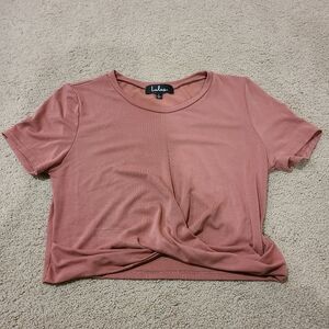 Lulus Pink Fitted Crew Neck Crop